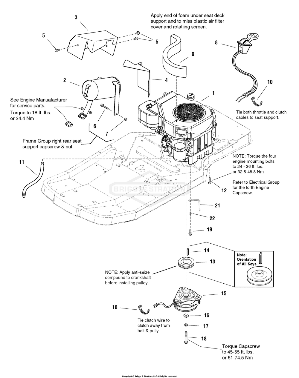 Engine Group - 20hp Kohler Diagram and Parts List for 2690520 (107277721)(2005) Briggs and Stratton Lawn Tractor